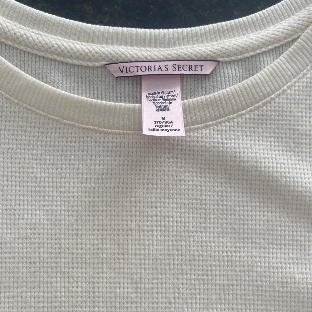 Victoria's Secret Off-White Ribbed Tee and jogger set